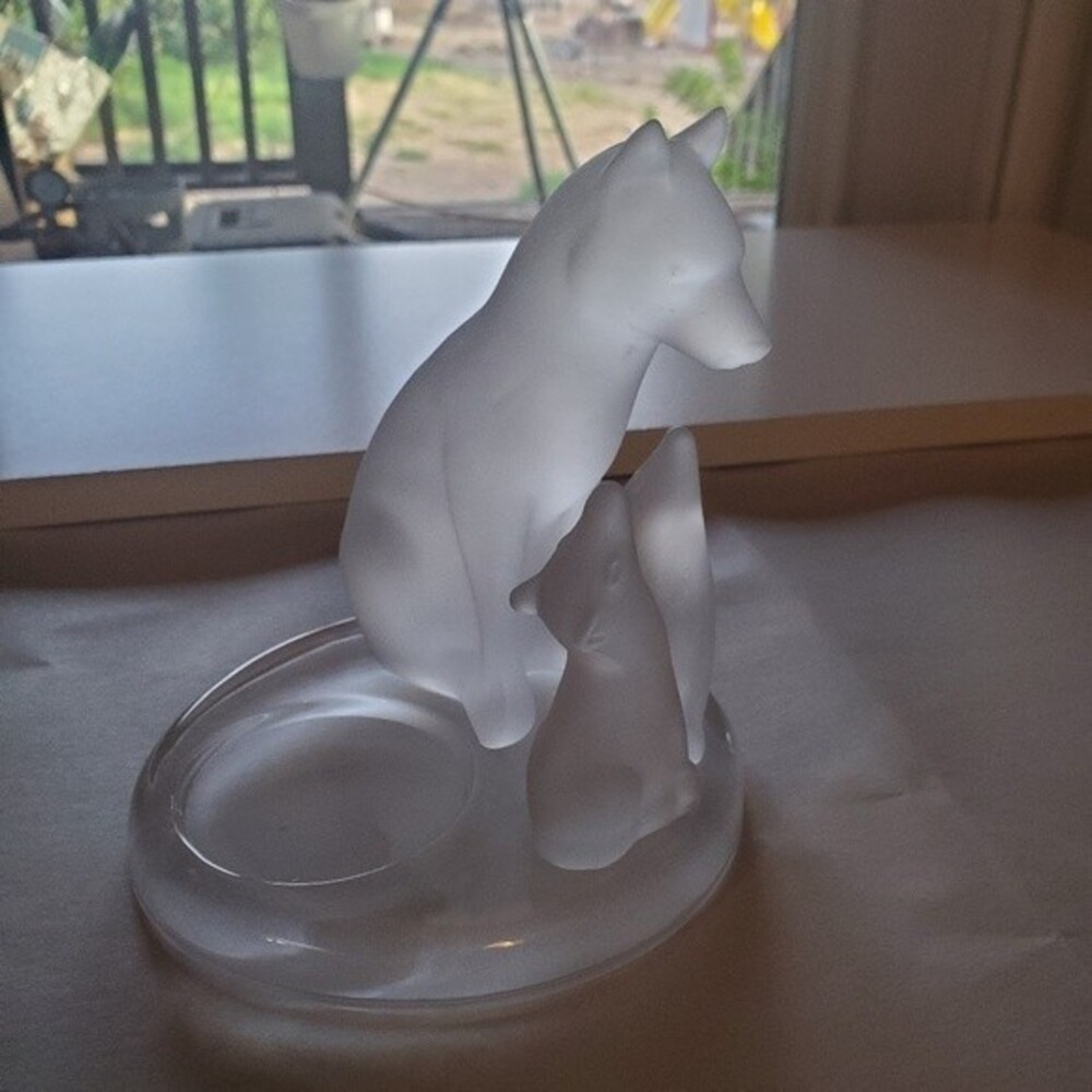 Partylite Frosted Glass Wolf Mother & Pups Votive Candle Holder - Picture 2 of 10